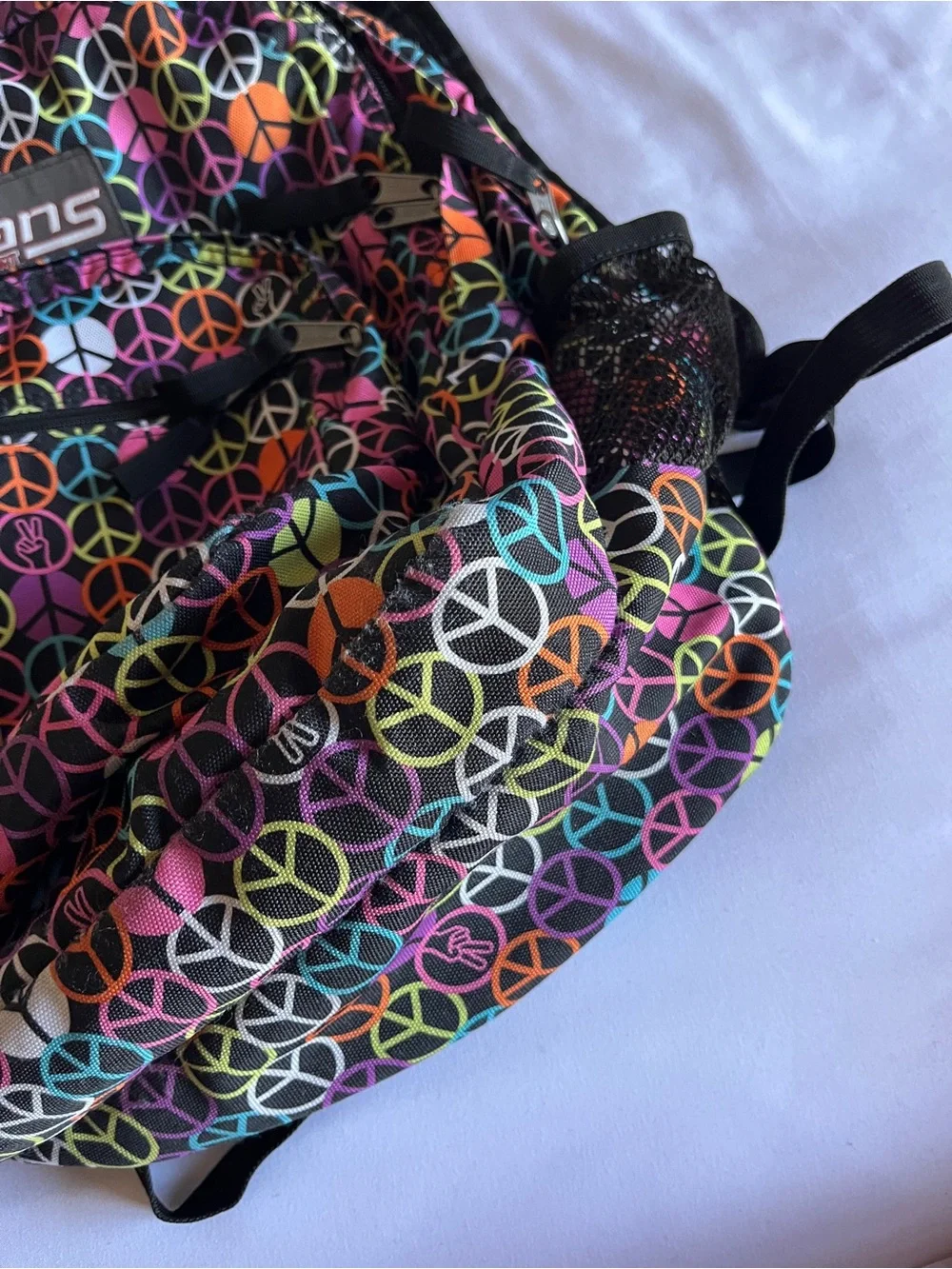 Trans by JanSport Multi-Color Peace Sign Backpack School Bag Organizer OS